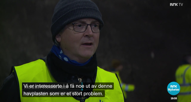 Skjermdump av NRK sin sak om gjenvinning av havplast