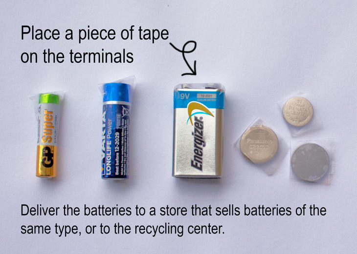 Tape the terminals on your used batteries